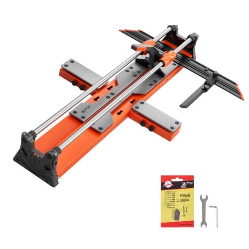 VEVOR Fliesenschneider 1000 mm, Fliesenschneidmaschine mit Verschiebbarem Schneidkopf & Federbelasteter Basis, Winkelanschlag, Wolframkarbid-Trennscheibe, Ausrichthilfe, für Keramikfliesen