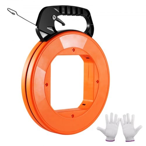 VEVOR Einziehband, 36 m x 3,1 mm, Kabel Einziehhilfe mit optimiertem Gehäuse & Griff, Einziehspirale Einziehdraht Tool, Drahteinziehwerkzeug für Wände & elektrische Leitungen, nicht leitfähig