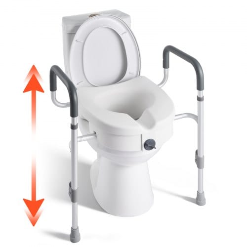 VEVOR Toilettensitzerhöhung Toilettenerhöhung mit Armlehnen & 159 kg Tragkraft & 127 mm Hubhöhe & Aluminiumrahmen, erhöhter Toilettensitz für ältere Menschen Senioren Behinderte Erwachsene