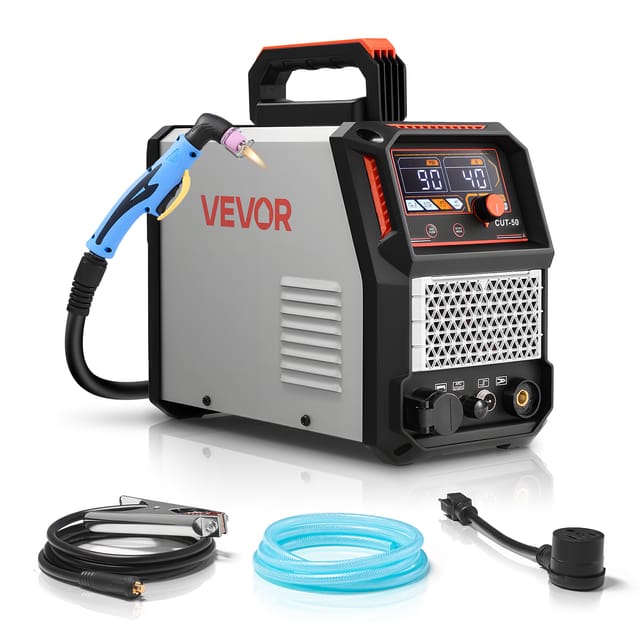 VEVOR Plasmaschneider, 50 A berührungslose Pilotlichtbogen-Plasmaschneidgerät, Digitalanzeige IGBT-Wechselrichter mit 2T/4T-Funktion & einstellbarer PA/PT-Zeit für Heimreparaturen, Werkstätten