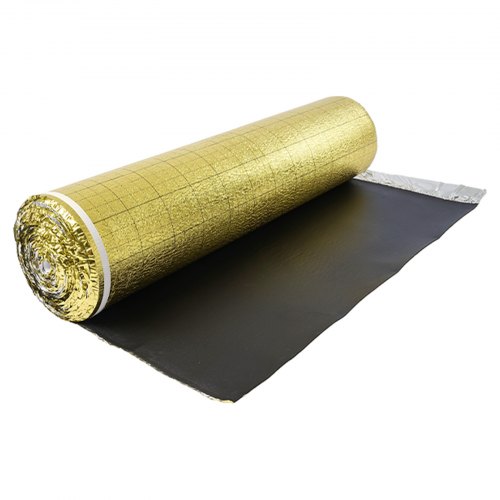 VEVOR Trittschalldämmung, 18,6 m²/Rolle, 3-in-1 3 mm dicke Dämmungunterlage mit Klebeband & Dampfsperre, IXPE-Schaum mit goldem PE, Schalldämmung & Geräuschreduzierung, für Laminat-Holzböden