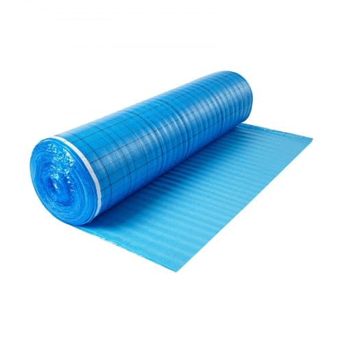 VEVOR Trittschalldämmung, 18,6 m²/Rolle, 3-in-1 3 mm dicke Dämmungunterlage mit Klebeband & Dampfsperre, EPE-Schaum mit blauem PE, Schalldämmung & Geräuschreduzierung, für Laminat-Holzböden