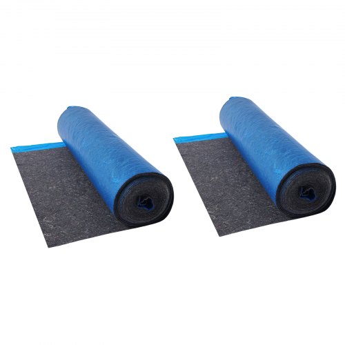 VEVOR Trittschalldämmung, 37,2 m², 3 mm Laminatbodenunterlage mit angebrachter Dampfsperre, Faser + PE-Folie, Schalldämmung & Geräuschreduzierung für Vinyl und Holz (2 Rollen x 18,6 m²)