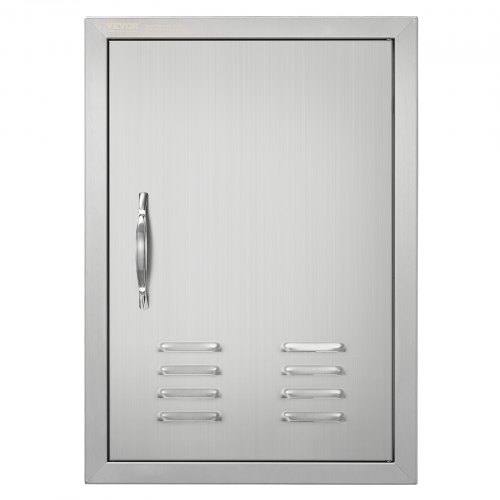 VEVOR Grill-Zugangstür, 610 x 431 mm, Einzelne Außenküchentür, Flächenbündig Montierte Edelstahltür, Vertikale Wandtür mit Griff, Lüftungsschlitzen und Haken, für Grillinsel, Grillstation
