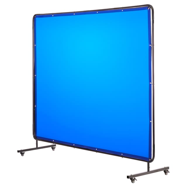 VEVOR Schweißvorhang, 1740x2340 mm Schweißschutzwand, flammhemmende Vinyl-Schweißschutzwand mit feststellbaren Schwenkrädern und 6-stufigem UV-Schutz für Werkstatt-/Industrieeinsatz, Blau