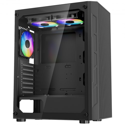 VEVOR PC-Gaming-Gehäuse, Mid-Tower, gehärtetes Glaspanel mit hohem Luftstrom, Staubfilter, 3x 120 mm ARGB-Lüfter, Kabelmanagement, für GPUs mit bis zu 320 mm Länge, für ATX / M-ATX / ITX