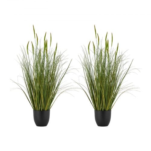 VEVOR Künstliche Graspflanze, 2er-Pack 88,9 cm Rohrkolbengras im Topf, hochwertige PVC-Kunstpflanze, künstliche Grünpflanzen, Sträucher für drinnen und draußen, Haus, Garten, Büro, Zimmerdekoration, Einweihungsparty, Grün