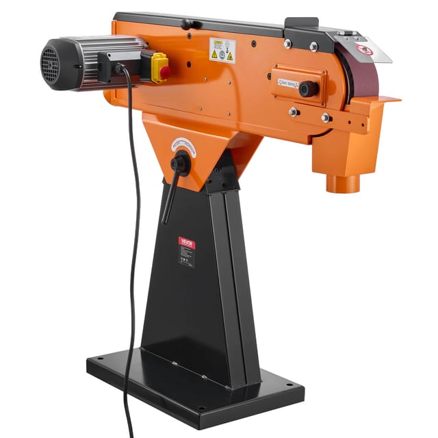 VEVOR Bandschleifer 7,62x200,7 cm, 2100 W, 900 U/min, Industriequalität, mit 0° - 45° einstellbarem Winkel & Staubabsauganschluss für die professionelle Holz- & Metallbearbeitung