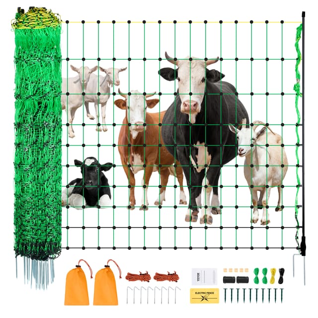 VEVOR Elektrozaunnetz, 127 cm H x 49 m L, Viehzaunnetz mit Pfosten & Pfählen, Maschennetze für Ziegen, Schafe, Hirsche, Schweine, Hunde, Elektrozäune für Hinterhöfe, Gärten, Bauernhöfe, Ranches