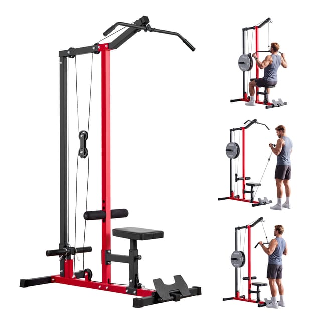 VEVOR Latzugstation, 2-in-1 Latzugturm, ca. 227 kg Belastbare Gewichtsauflage, Kraftstation mit Latzugstange, Krafttraining für Rücken Arme Schultern, Latzugmaschine für Fitnesscenter Zuhause, Schwarz