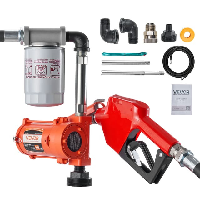 VEVOR Kraftstoffpumpe, 12 V DC, 37 L/min, Dieselpumpen-Set, mit automatischer Abschaltdüse, Förderschlauch, Überhitzungsschutz, Stromkabel, explosionsgeschützt, für Benzin, Diesel & Kerosin