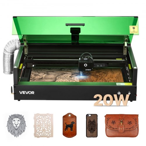 VEVOR Lasergravierer, 20 W, Lasergravur- & Schneidemaschine mit integrierter Kamera, Laserschneider, 36.000 mm/min, Arbeitsbereich 50 x 32 cm, für Holz, Leder, Glas, Papier, bestimmte Metalle, Klasse 1