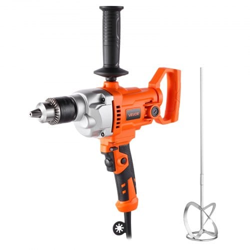 VEVOR elektrische Bohrmaschine 15,89 mm mit Mixer Bohrmaschinenmischer 850 U/min 3,2 A Mischbohrmaschine mit D-Griff zum Bohren & Mischen multifunktionale Bohrgerät mit Mischer für Futter Zement