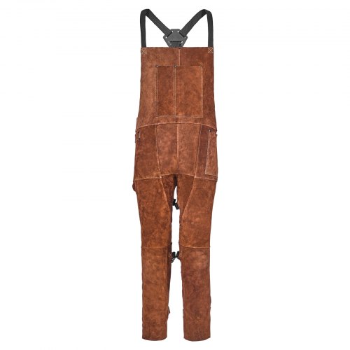 VEVOR Schweißerschürze mit geteiltem Bein, Latzschürze 610x1219 mm, Arbeitsschürze aus Rindsleder, Sicherheitsschürze mit 3 Taschen für Holz-, Garten-, Schmiedearbeiten, Größe L