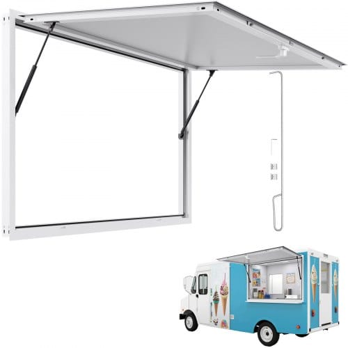 VEVOR Imbissfenster (1524 x 915 mm), Servicefenster mit Aluminiumrahmen für Imbissanhänger, Servierfenster mit 85°-Öffnungswinkel für Imbisswagen, regenwasserbeständiges Konzessionsfenster