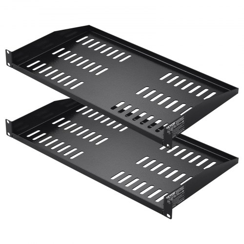VEVOR 2 STK. 1U Server-Rack-Regal, 10"/254 mm Tiefe, 50 lbs maximale Tragkraft, belüftetes freitragendes oder wandmontiertes Rack-Regal mit Ablage, gute Luftzirkulation für 19" Netzwerkschrank oder Geräte-Rack