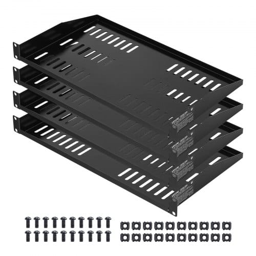 VEVOR 1U Server-Rack-Regal, 4 Stk., 22,68 kg, belüfteter Ausleger, Wandmontage oder Rack-Montage-Regal mit Ablage, 254 mm Tiefe, gute Luftzirkulation für 482 mm-Schrank-Computernetzwerkausrüstung