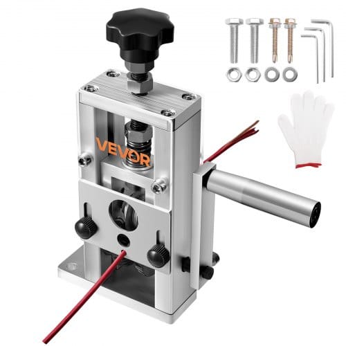 Vevor - Manuelle Kabelschälmaschine, 1,5–25mm, Kupferabisolierer Mit Handkurbel/bohrmaschine, 64mn Gehärtete Klingen, 45 Stahlrollen, Drahtschäler Mit Rahmen Aus Aluminiumlegierung