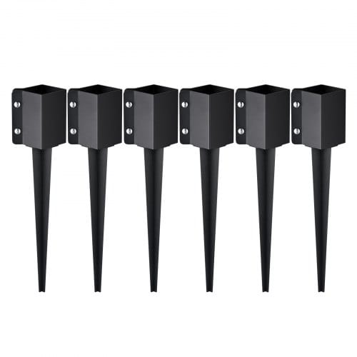 Vevor Erdspieß Für Zaunpfosten, 6er-pack, 113 X 113 X 610 Mm Außendurchmesser (innendurchmesser 8,9 X 8,9 Cm), Metall, Schwarz Pulverbeschichtet, Erdspieß Für Briefkästen, Terrassen, Gartengeländer