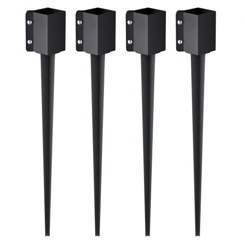 Vevor Erdspieß Für Zaunpfosten, 4er-pack, 113 X 113 X 914 Mm Außendurchmesser (innendurchmesser 8,9 X 8,9 Cm), Metall, Schwarz Pulverbeschichtet, Erdspieß Für Briefkästen, Terrassen, Gartengeländer