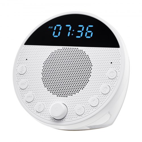 VEVOR Einschlafhilfe, White Noise Machine, 18 Musktitel, 7-farbiges Nachtlicht, 6-in-1-Soundmaschine mit weißem Rauschen & zwei Alarmen, APP, automatischer Abschalttimer & Speicherfunktion
