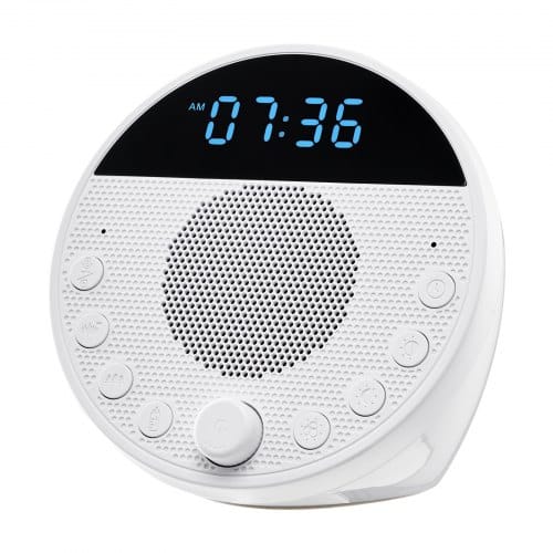 VEVOR Einschlafhilfe, White Noise Machine, 18 Musktitel, 7-farbiges Nachtlicht, 6-in-1-Soundmaschine mit weißem Rauschen & zwei Alarmen, APP, automatischer Abschalttimer & Speicherfunktion