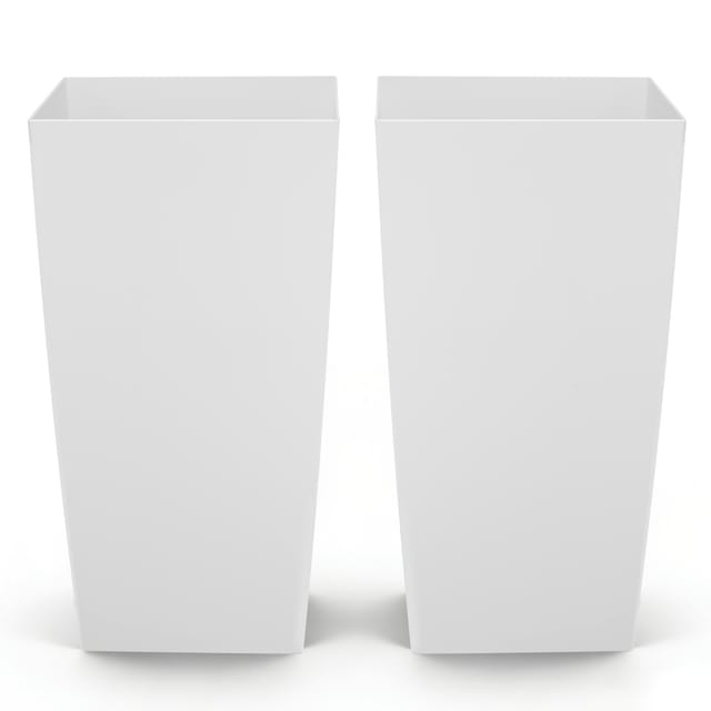 Vevor Pflanztopf 390x390x750 Mm 2er-set, Blumentopf, Blumenkübel, Pp-pflanzgefäß, Planzkübel, Pflanzkasten Mit Innentopf & Abflusslöchern, Geeignet Für Zimmer- & Gartenpflanzen, Weiß
