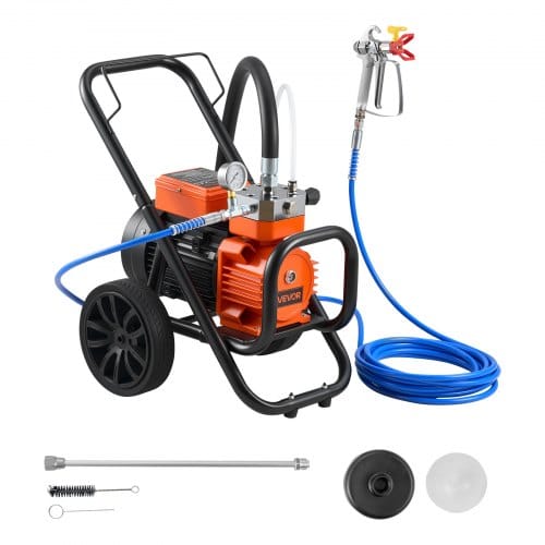 VEVOR Membran-Airless-Farbspritzgerät 2000 W, Rollbares Farbspritzgerät mit 22,75 MPa Hochdruck, 10 m Hochdruckschlauch, Reinigungsnadel und Bürste, für DIY-Sprüharbeiten im Innen- und Außenbereich