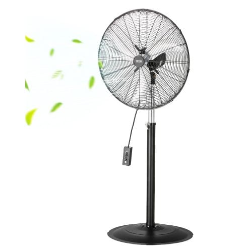 Vevor Industrieller Standventilator, 670 Mm, 85-grad-oszillationsventilator, Höhenverstellbarer Ventilator Mit 3 Einstellbaren Geschwindigkeiten, Windmaschine Für Wohnzimmer, Zuhause, Büro, Schwarz