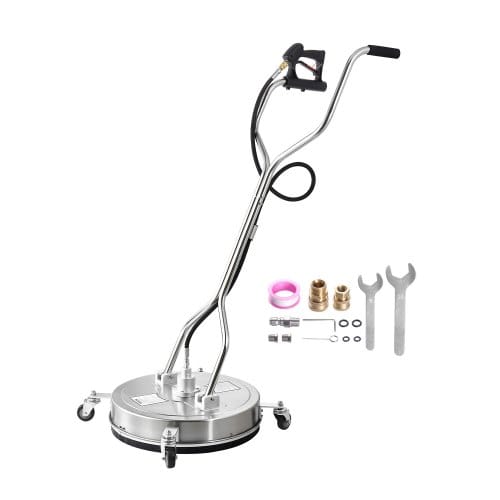 VEVOR 535 mm Hochdruckreiniger-Oberflächenreiniger, Flächenreiniger aus Edelstahl auf Rädern, 310 Bar max. 0,95 cm Anschlussstück, Doppelgriff, 2 Düsen, Spray für Betonterrasse