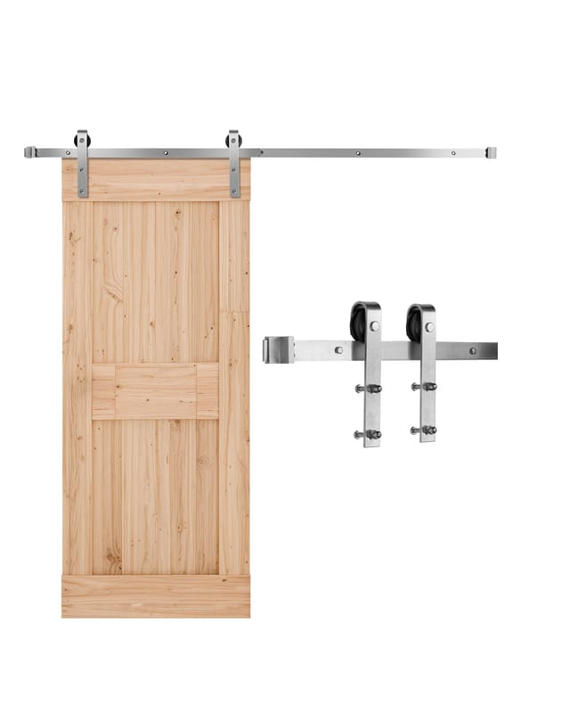 Vevor Schiebetürsystem 183 Cm Laufschiene, Schiebetürbeschlag Tragkraft 150 Kg, Kompatibel Mit 914 Mm Max. Breite Und 34,92-44,45 Mm Dicke, Schiene & J-förmige Rolle, Silber