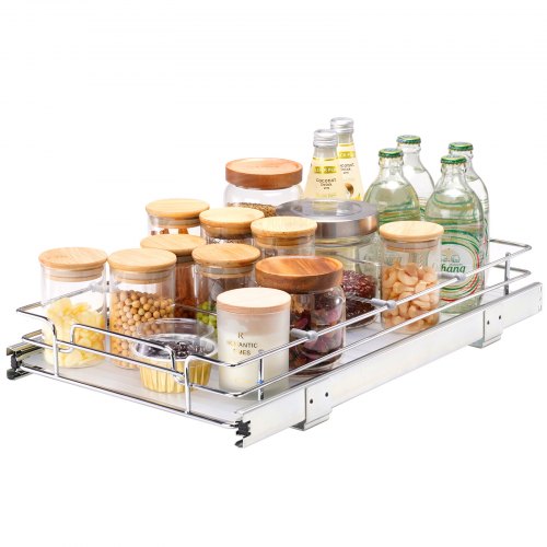 VEVOR ausziehbares Gewürzregal (310x533x85 mm) Spülschrankregal Küchenschrank, Schiebeschublade Waschbecken Gewürzregal Schrank Organizer Unterschrankregal 340x563x185 mm (Einbaumaße)