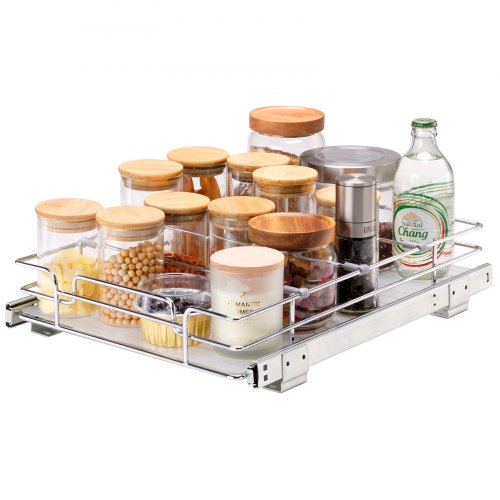 VEVOR ausziehbares Gewürzregal (315x420x85 mm) Spülschrankregal Küchenschrank, Schiebeschublade Waschbecken Gewürzregal Schrank Organizer Unterschrankregal 345x450x185 mm (Einbaumaße)
