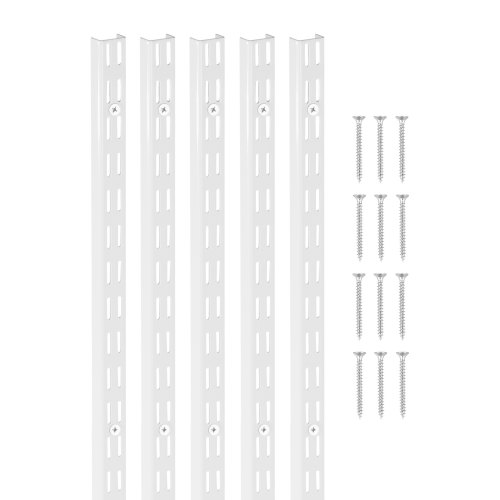 VEVOR Regalpilaster, 1536 mm, 5er-Pack, aufrechtes Wandregalsystem, Hochleistungs-Stützsystem mit zwei Schlitzen, 25 Schrauben, geeignet für die Organisation von Schränken und Schränken, Silber