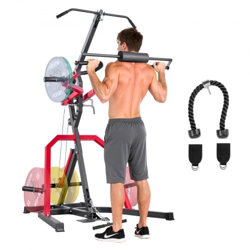 VEVOR Corner Leverage Gym Heim-Fitnessgerät mit 2:1-Verhältnis LAT Low Row System, Krafttrainingsgerät für Kniebeugen Kreuzheben Bankdrücken Bizepscurls, verstellbare Ganzkörper-Trainingsstation