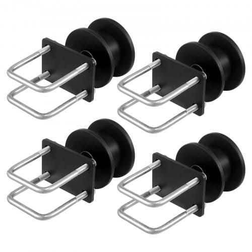 VEVOR Schiebetor-Set 150x293,6mm, Rolltor-Hardware-Set mit H-förmiger Radnut für freitragende Schiebetore und Rolltüren, Schiebetorrollen mit 4 Schienenrädern, Hochleistungs-Gleitrolle, Schwarz