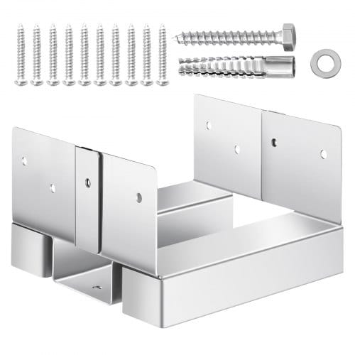VEVOR Pfostenträger, 10 Stk., Innenmaß 139,5x141,5 mm für 139,7x139,7/139,7x152,4 mm, Betonpfostenanker aus Kohlenstoffstahl mit 25,4 mm Abstandshöhe, für Betonpergolen & Terrassen