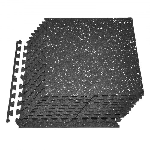 VEVOR 12 x Puzzlematte Bodenschutzmatte 610 x 610 x 10 mm, Hochdichte EVA-Schaumstoffmatte, Ineinandergreifende Fitnessmatte Gymnastikmatte Sportmatte, Trainingsmatte (Schwarz) mit Weißen Punkten