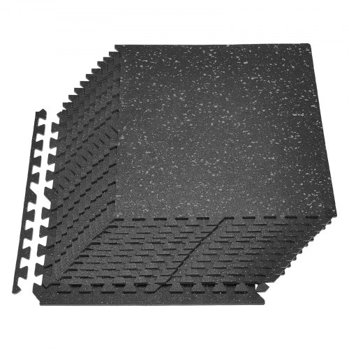 VEVOR 24 x Puzzlematte Bodenschutzmatte 61 x 61 x 1 cm, Hochdichte EVA-Schaumstoffmatte, Ineinandergreifende Fitnessmatte Gymnastikmatte Sportmatte, Trainingsmatte (Schwarz) mit Grauen Punkten