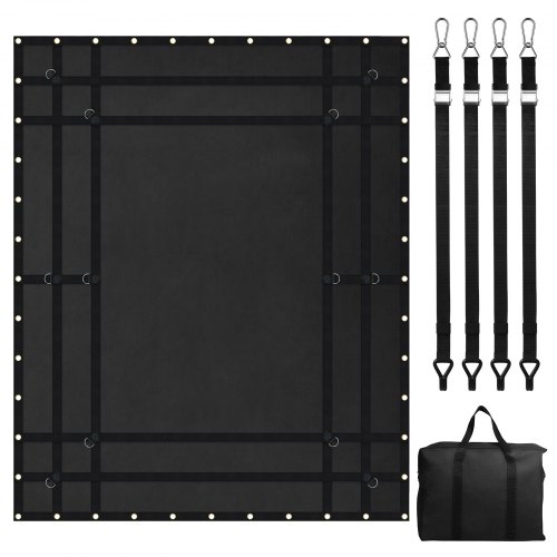 VEVOR Ladungsnetz, 243,8 x 206,4 cm, robustes LKW-Ladungsnetz für die Ladefläche, 4 verstellbare Gurte mit Karabinern und gummibeschichteten Haken, langlebig, geeignet für Pickup, Jeep, LKW, SUV, Boot (schwarz)