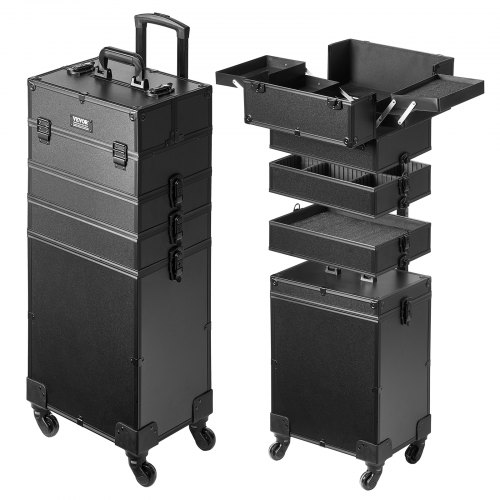 VEVOR Kosmetikkoffer mit wärmeisolierender Schicht Make Up Tasche aus MDF-Platte + Aluminiumrahmen robust und verschleißfest Schminkkoffer Schminktasche Kosmetikbeutel Make-up-Organizer 353x253x745mm