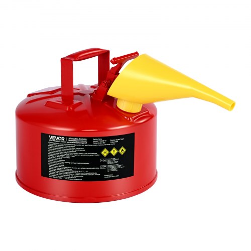 VEVOR Sicherheitskanister, 9,5 L Typ I, roter Sicherheitsbehälter für Benzin mit Flammensperre aus Edelstahl, selbstschließendem Deckel & PE-Trichter, Lagerbehälter für brennbare Stoffe, Rot