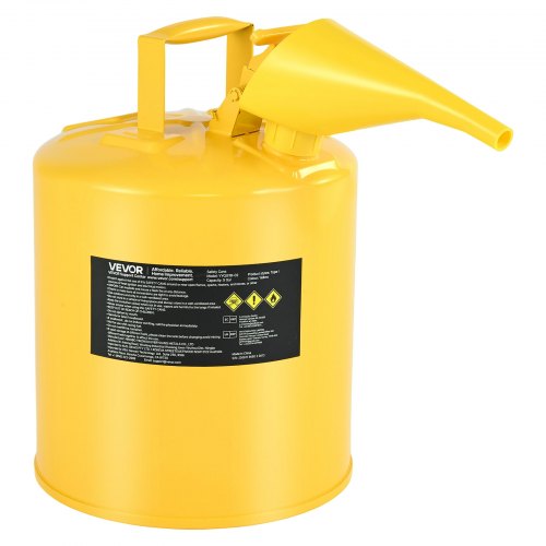 VEVOR Sicherheitskanister, 19 L, Typ I Sicherheitsbehälter für Diesel mit Flammensperre, selbstschließendem Deckel & PE-Trichter, ergonomischem Griff, Lagerbehälter für brennbare Stoffe, Gelb