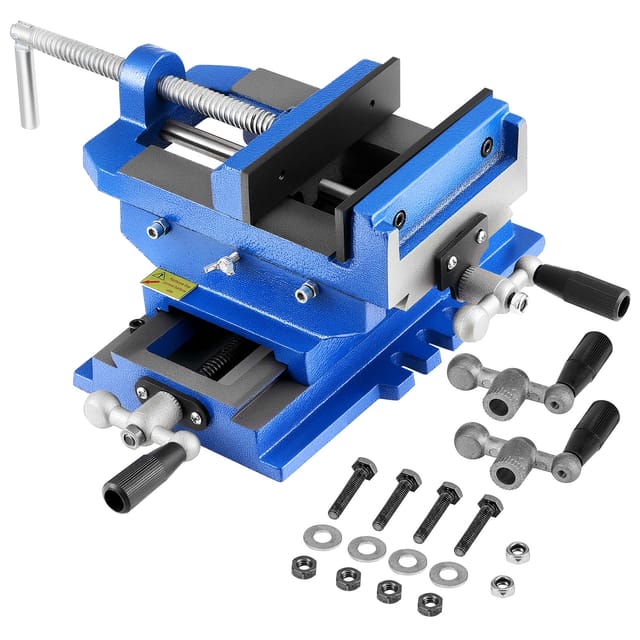 VEVOR Maschinenschraubstock, 15,24 cm Backenbreite, 2-Wege-XY-Achsen-Kreuzschraubstock, 14,478 cm Backenöffnung, Werkbank-Schraubstockklemme, für Holzbearbeitungs-Bohr-CNC-Fräsmaschine