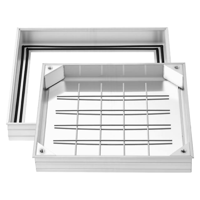VEVOR Schachtabdeckung mit Rahmen 40 x 40 cm, Unsichtbarer Schachtdeckel Auspflasterbarer Klärgrubendeckel aus Aluminiumlegierung für Integrierten Abflusskanal auf Gehwegen in Gärten auf Terrasse