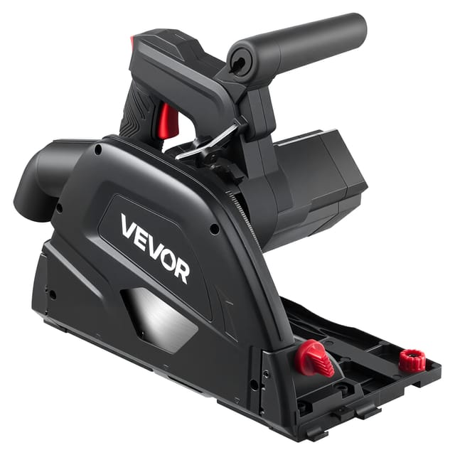 VEVOR Tauchsäge, 165,1 mm, Handkreissäge mit 48-Zahn-Hartmetall-Sägeblatt, Winkelverstellung 0–45°, Schnitttiefe 55 mm, für Holz & Kunststoff, Führungsschiene Nicht im Lieferumgang Enthalten