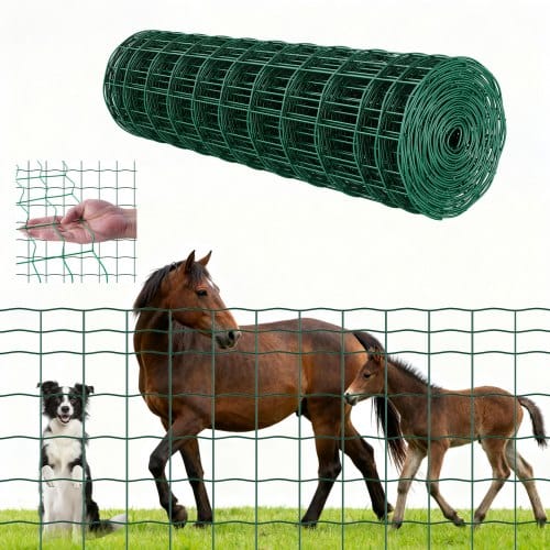 VEVOR Gartenzaun, 1 x 20 m, Maschendraht-Zaun (2,1 mm), verzinkter Stahldrahtzaun für Rinder, Schweine & Schafe, vinylbeschichteter Viehzaun für Tiergehege, Käfigdraht, Gartenzäune, Grün