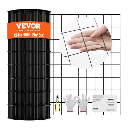 VEVOR Volierendraht 61 x 1524 cm, Gartenzaun, 1,52 mm Maschendrahtzaunrolle, Vinylbeschichtetes Drahtzaun für Hühnerstallbarrieren, Kaninchen- und Schlangenzäune, Geflügelgehege