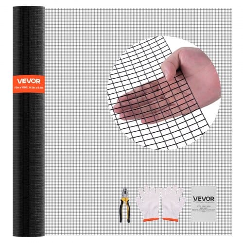 VEVOR Gartenzaun 183 cm x 30,48 m, Maschenbreite 1,27x1,27 cm, φ1,06 mm verzinkter Maschendraht-Zaun, vinylbeschichteter Hühnerdrahtzaun, Schweißgitter Gartenpflanzenzaun für Kaninchen & Geflügel