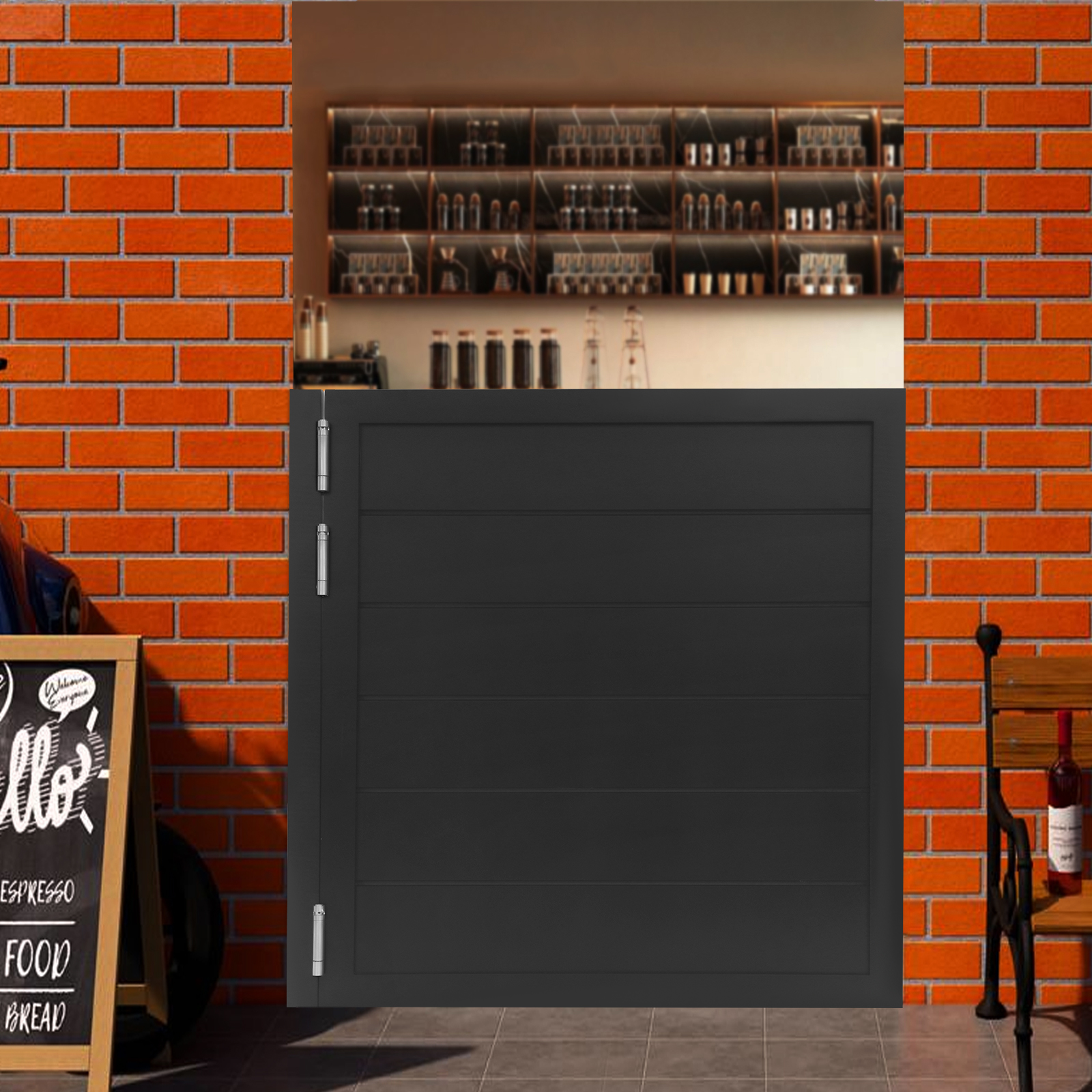 Kiefernholztür Für Das Wohnzimmer Und Café, Scharniere Inklusive Schwarze Kiefernholz-schwingtür 35,4 X 35,4 Zoll, Als Eingangstrennwand Für Geschäfte